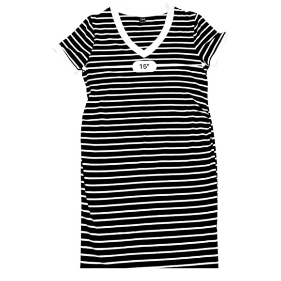 SHEIN cardigan retro fitted black white striped mini dress V-neck short sleeve S - Picture 5 of 13